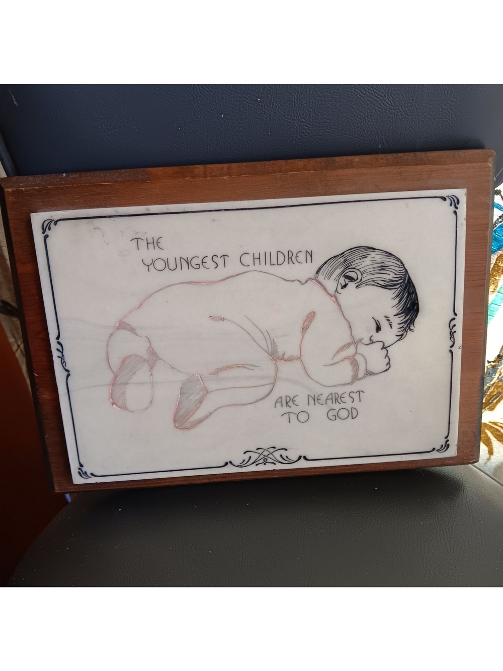 Vintage Baby Wall Plaque Art 1970s The Youngest Children Are Nearest To God